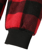 Men's Jumper with V-Neck in Check Pattern