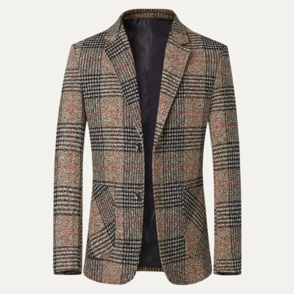 Men's Slim-Fit Check Tweed-Style Blazer