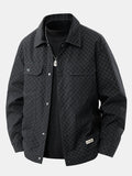 Men's Checkerboard Trucker Jacket with Chest Pockets