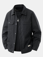 Men's Checkerboard Trucker Jacket with Chest Pockets