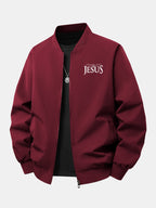 Men's Relaxed Fit Printed Bomber Jacket – Classic Zip-Up Streetwear