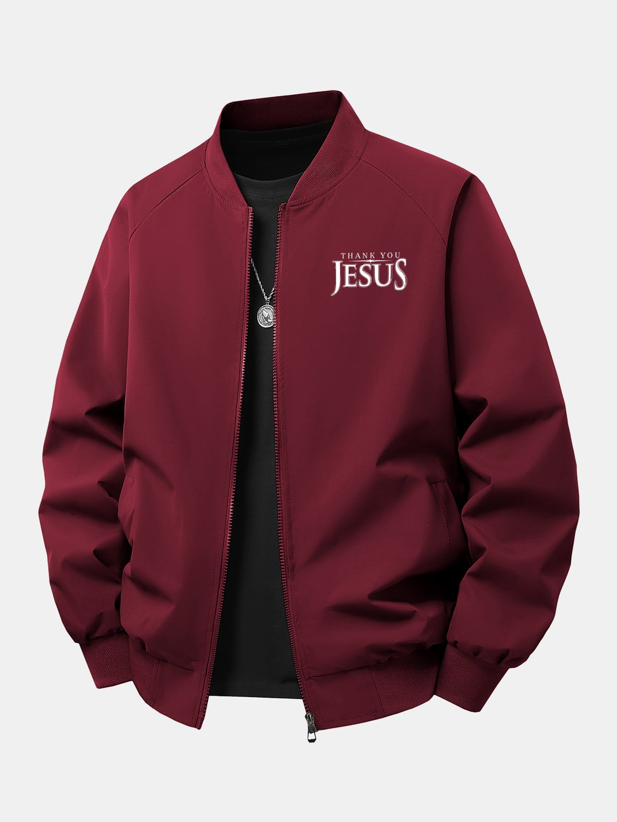 Men's Relaxed Fit Printed Bomber Jacket – Classic Zip-Up Streetwear