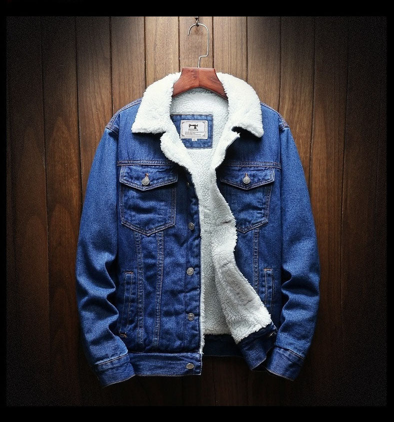 Men's faux fur-Lined Denim Jacket – Button-Front Layer