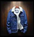 Men's faux fur-Lined Denim Jacket – Button-Front Layer