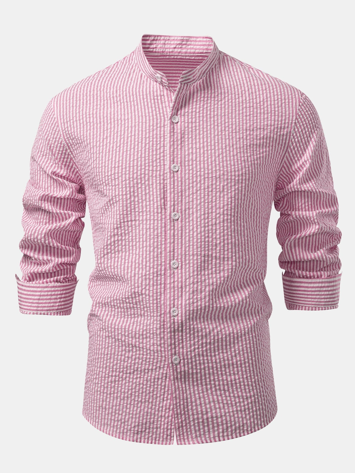 Men's Lightweight Stand Collar Co-Ord – Seersucker Shirt