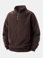 Men's Polar Fleece Quarter Zip Sweatshirt with Stand Collar