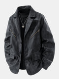 Men's Vintage Textured Faux Leather Jacket
