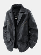 Men's Vintage Textured Faux Leather Jacket
