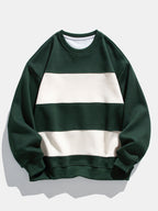 Men's Colour Block Crew Neck Sweatshirt – Relaxed Fit Cotton Blend Pullover