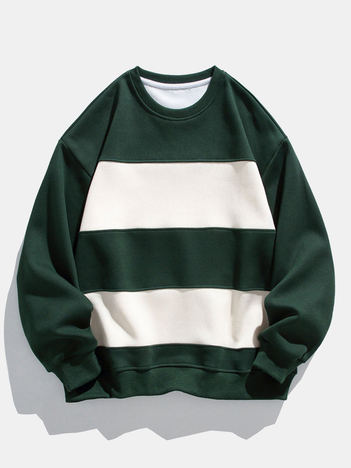 Men's Colour Block Crew Neck Sweatshirt – Relaxed Fit Cotton Blend Pullover