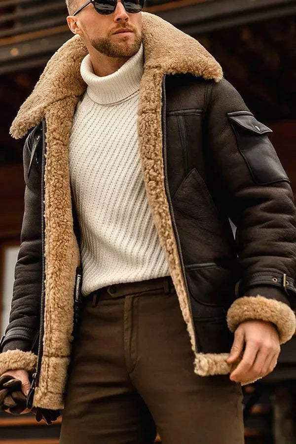Men's shearling-style-Lined Aviator Jacket