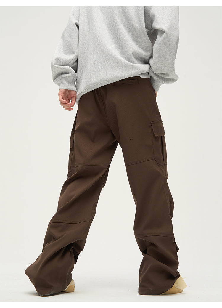 Men's Baggy Cargo Work Pants – Heavy Duty Utility Trousers in Black or Dark Brown