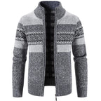 Men's Warm Knitted Zip-Up Jacket – Soft Stand-Collar Sweater