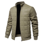 Men's Quilted Hybrid Jacket – Knitted-Sleeve Zip-Up Layer