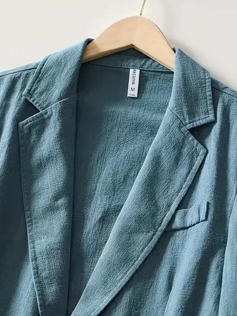 Men's Single-Breasted Blazer with Notch Lapel