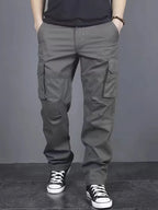 Men's Straight-Leg Cargo Trousers in Black