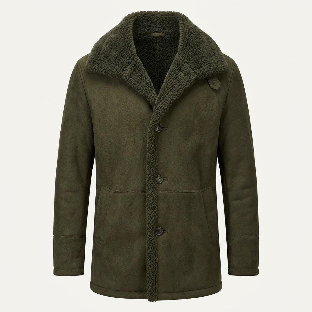 Men's Plush-Lined Longline Winter Coat – Warm Button-Front Layer