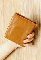 Men's leather-look RFID Trifold Wallet – Vintage Compact Wallet
