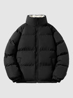 Men's Fleece-Lined Puffer Jacket – Insulated Stand-Collar Winter Layer