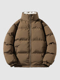 Men's Fleece-Lined Puffer Jacket – Insulated Stand-Collar Winter Layer