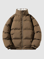 Men's Fleece-Lined Puffer Jacket – Insulated Stand-Collar Winter Layer