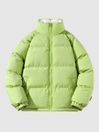 Men's Fleece-Lined Puffer Jacket – Insulated Stand-Collar Winter Layer