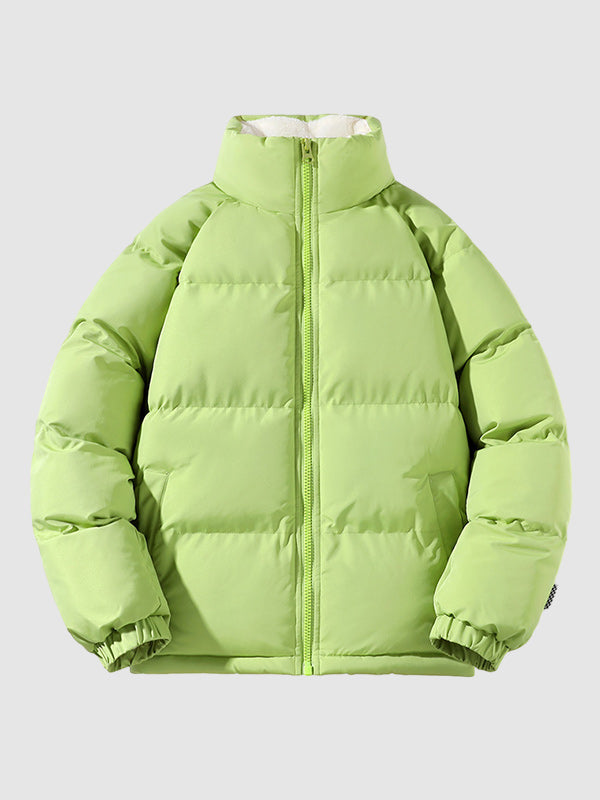 Men's Fleece-Lined Puffer Jacket – Insulated Stand-Collar Winter Layer