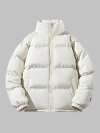 Men's Fleece-Lined Puffer Jacket – Insulated Stand-Collar Winter Layer