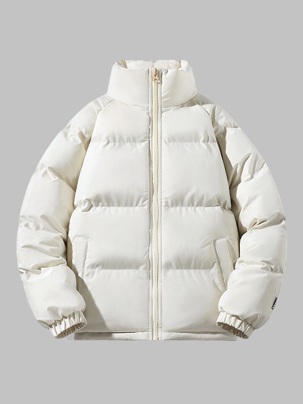 Men's Fleece-Lined Puffer Jacket – Insulated Stand-Collar Winter Layer
