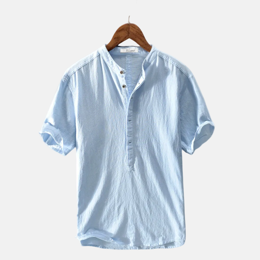 Men's Dense-Weave Linen Shirt – Soft Plush Texture