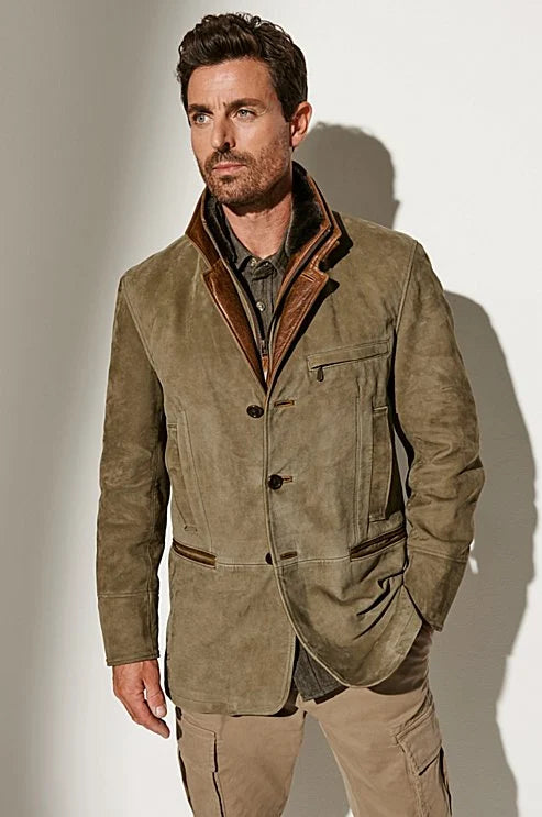 Men's Tailored suede-look Blazer Jacket – Refined Layer