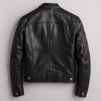 Men's Vintage Leather-Look Jacket – Stand Collar Biker Style with Zip Pockets