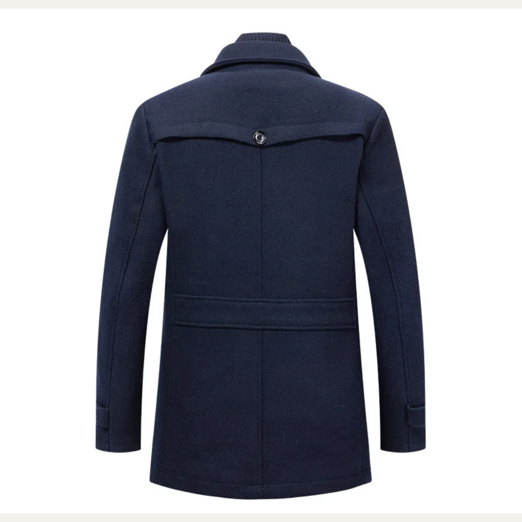 Men's Double-Collar Wool-Blend Business Coat