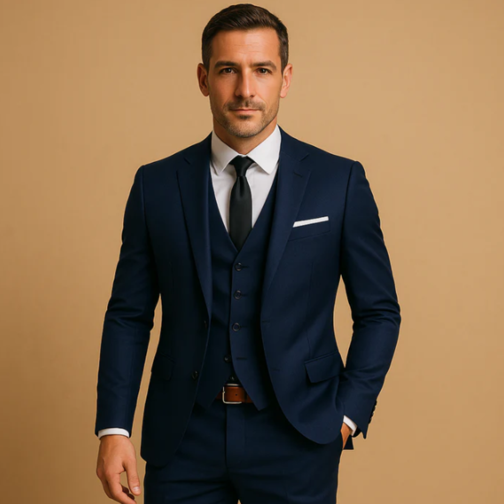Men's Three-Piece Slim-Fit Suit – Blazer, Waistcoat and Trousers