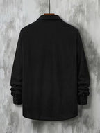 Men's Ribbed Long Sleeve Shirt with Chest Pocket