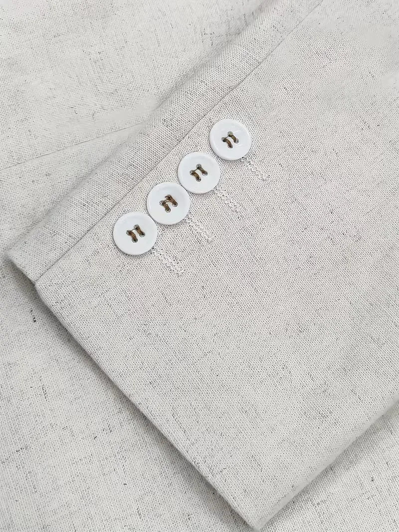 Men's Slim-Fit Linen Suit in Beige