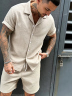 Men's Striped Shirt and Shorts Summer Set