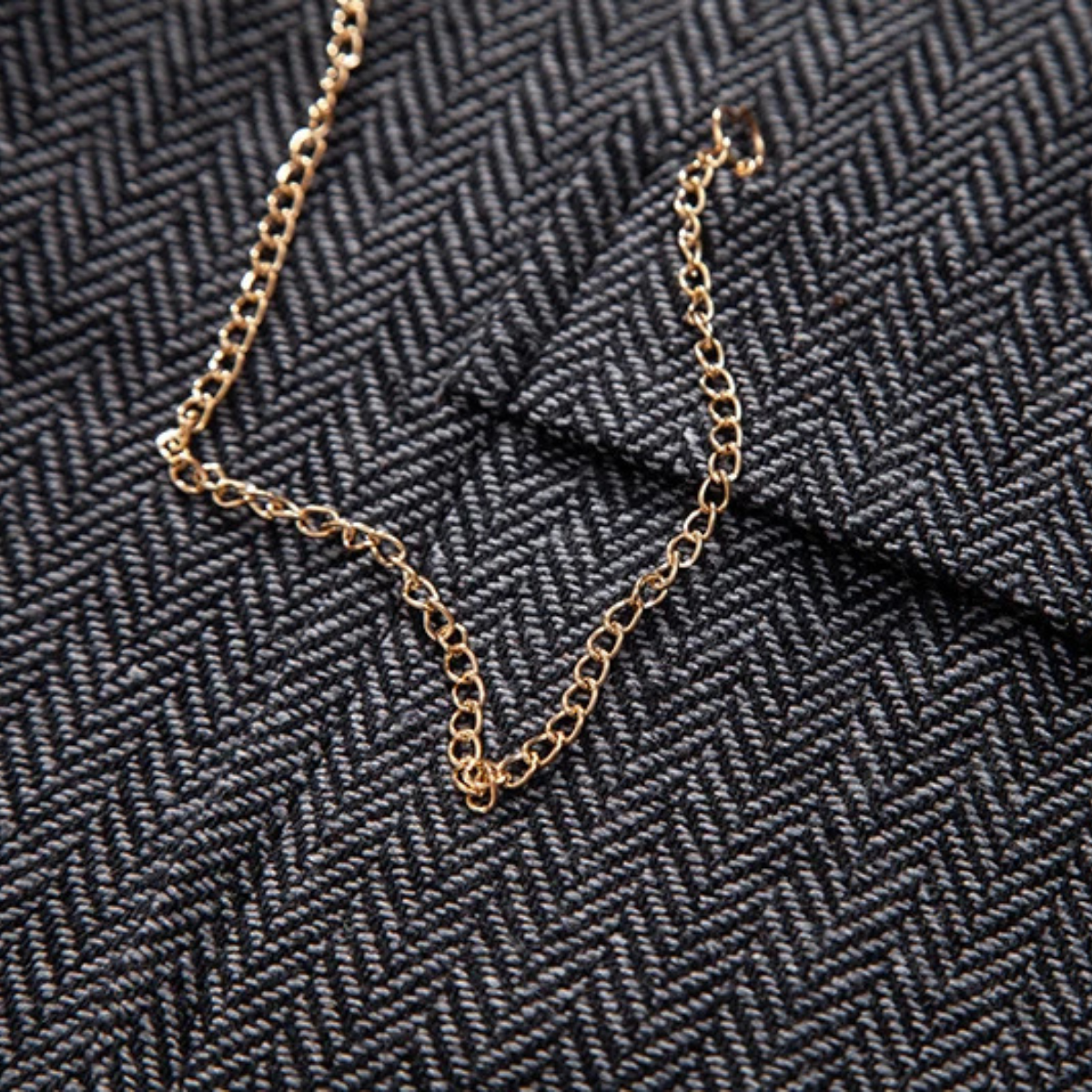Men's Tweed-Style Waistcoat with Pocket Chain