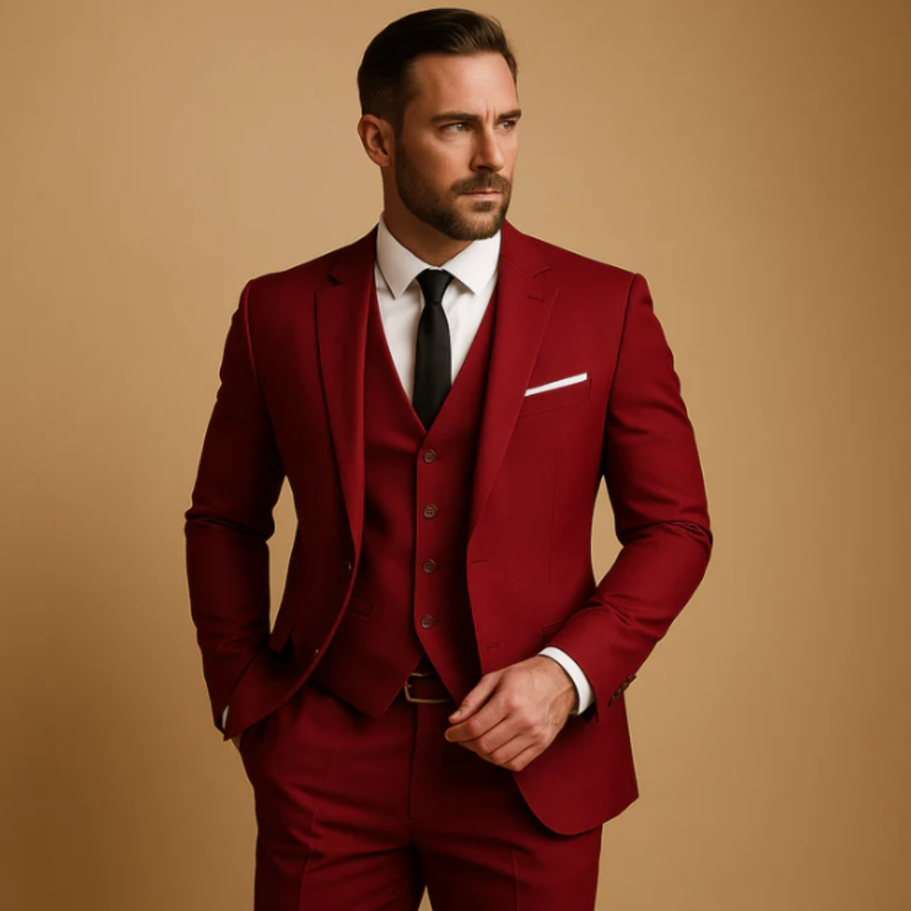 Men's Three-Piece Slim-Fit Suit – Blazer, Waistcoat and Trousers