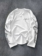 Men's Crew-Neck Longsleeve with Script Sleeve Print