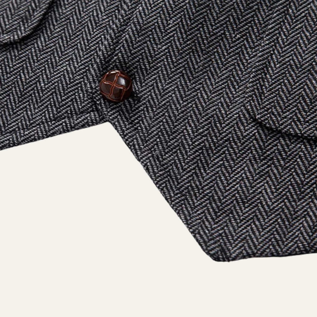 Men's Tweed-Style Waistcoat with Pocket Chain
