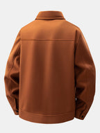 Men's Wool-Look Utility Jacket – Relaxed Snap-Button Overshirt