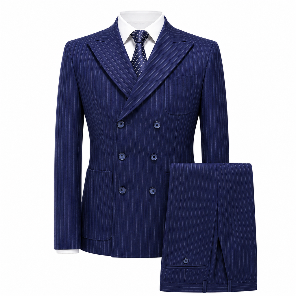 Men's Double-Breasted Tweed Three-Piece Suit