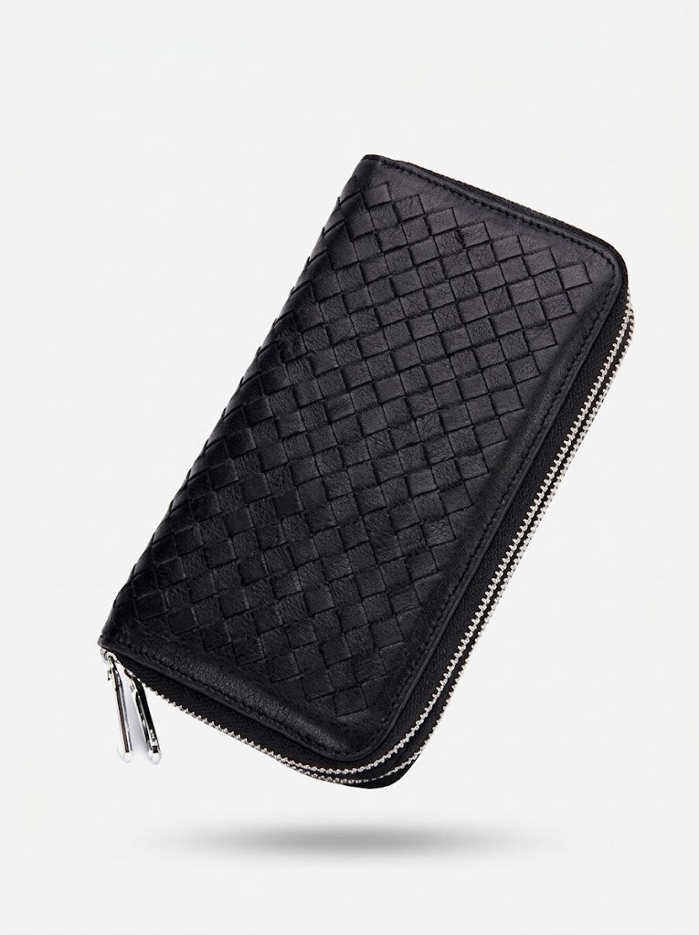 Men's leather-look RFID Wallet – Large-Capacity Double-Zip Organiser