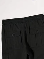 Men's Straight-Leg Cargo Trousers in Black