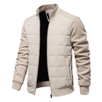 Men's Quilted Hybrid Jacket – Knitted-Sleeve Zip-Up Layer