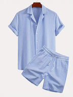 Men's Striped Shirt and Shorts Summer Set