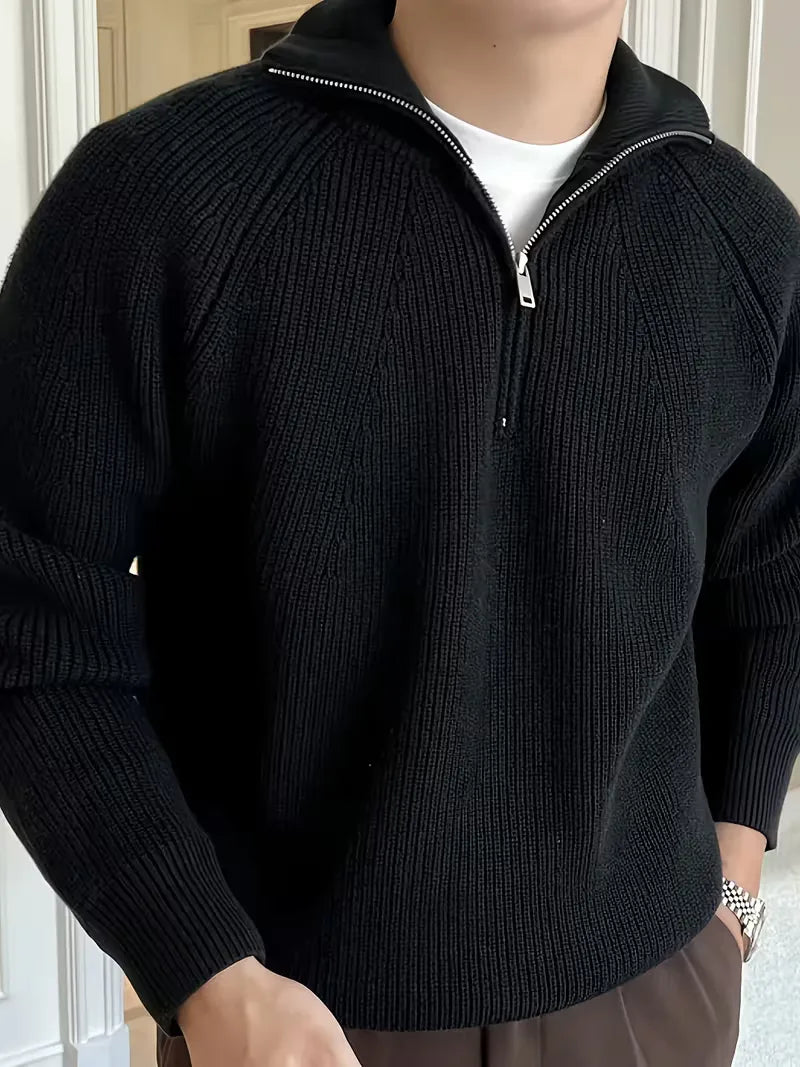 Men's Half-Zip Rib-Knit Jumper