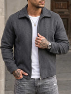 Men's Bomber Jacket with Collared Neckline