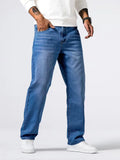 Men's Loose Fit Jeans with Frayed Hem